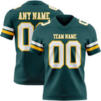 Custom Midnight Green White-Gold Authentic Football Jersey