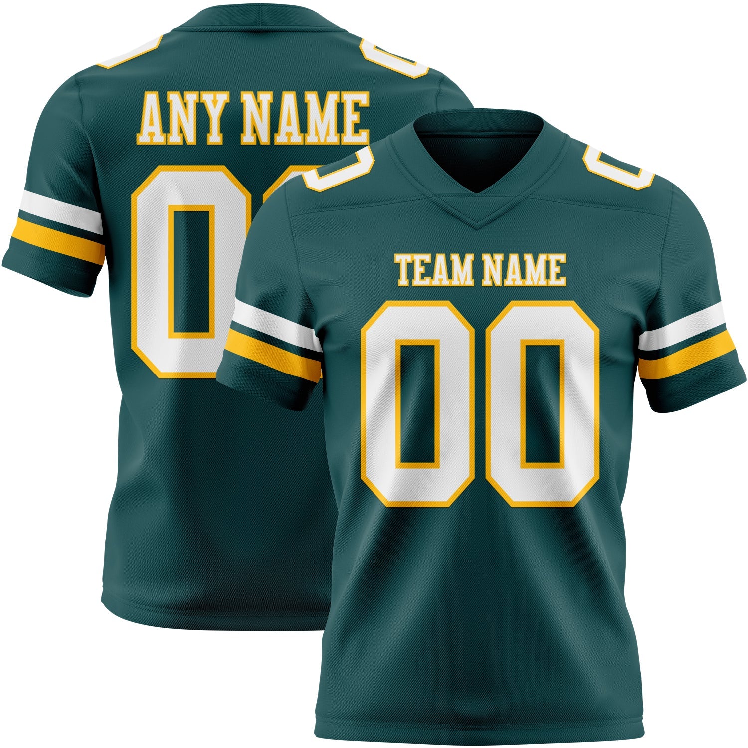 Custom Midnight Green White-Gold Authentic Football Jersey