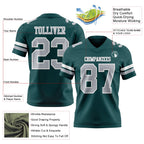 Custom Midnight Green Gray-White Authentic Football Jersey