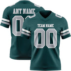 Custom Midnight Green Gray-White Authentic Football Jersey
