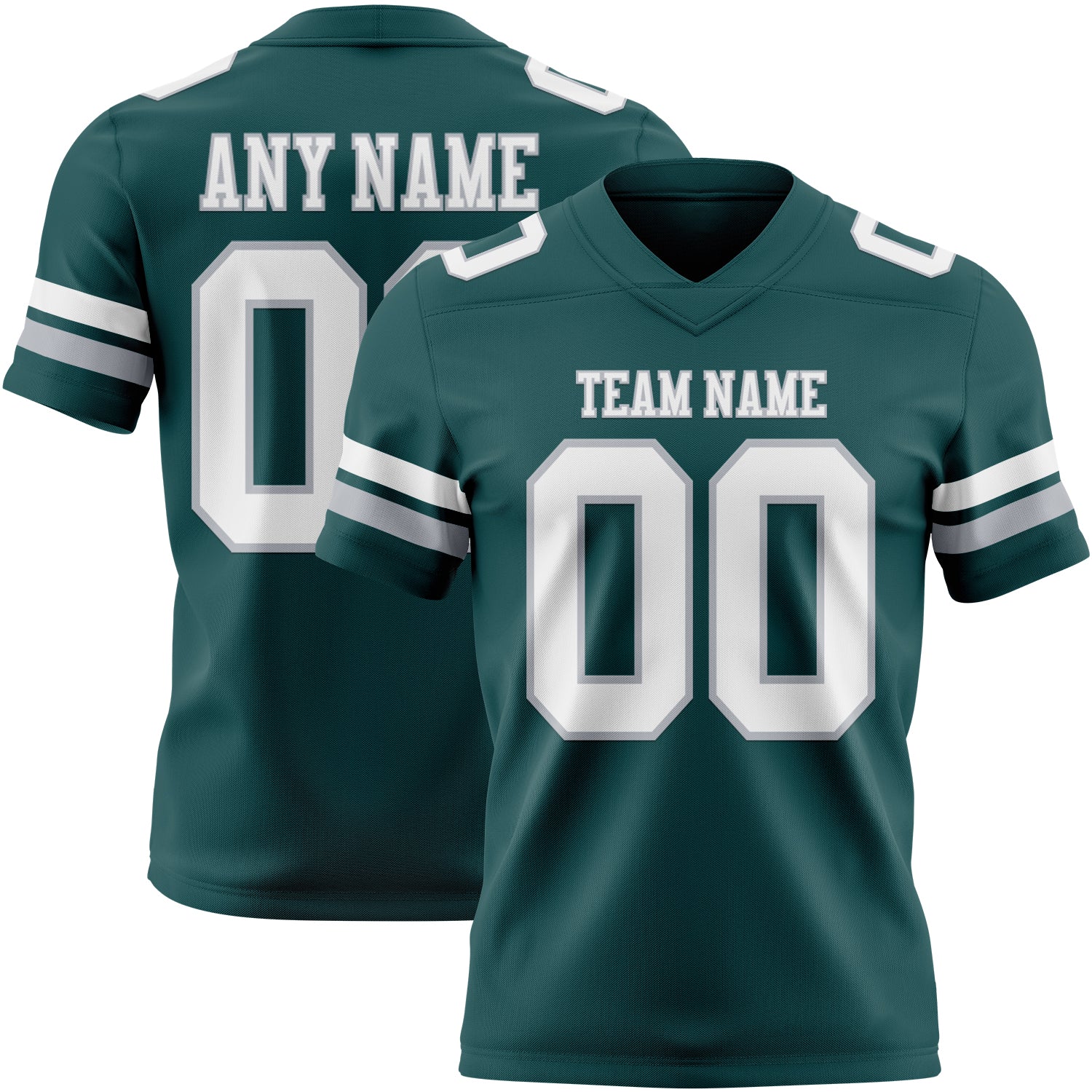 Custom Midnight Green White-Gray Authentic Football Jersey
