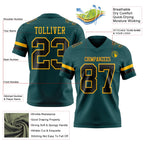 Custom Midnight Green Black-Old Gold Authentic Football Jersey