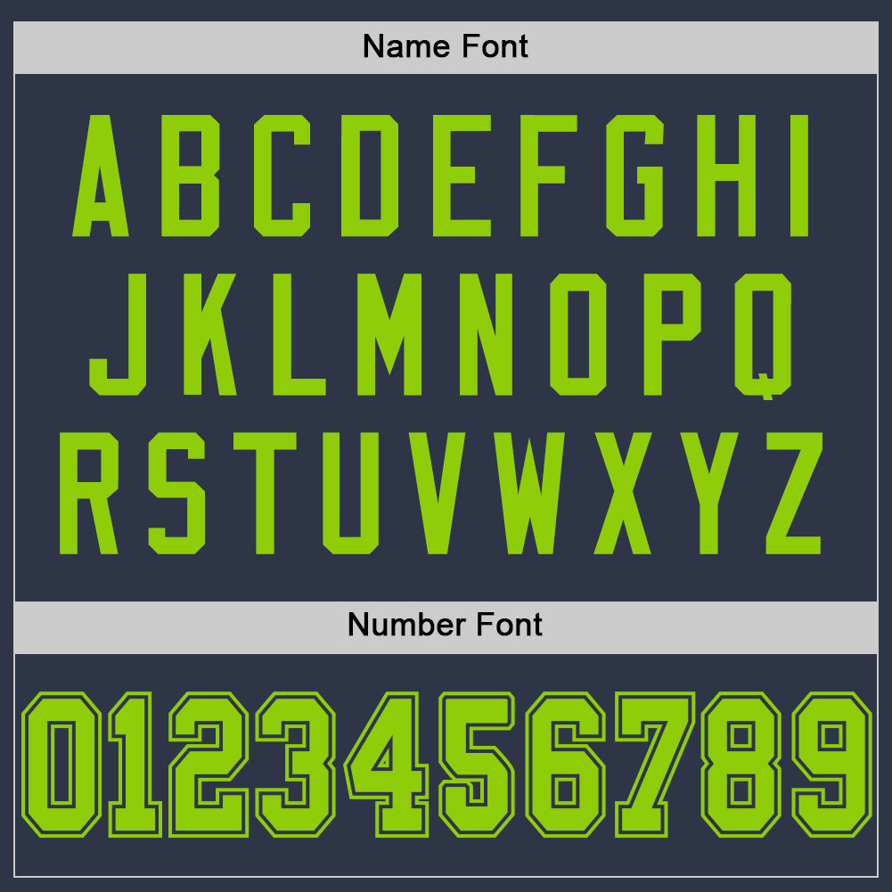 Custom Navy Neon Green Mesh Authentic Throwback Football Jersey