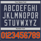 Custom Navy Orange-Gray Authentic Throwback Baseball Jersey