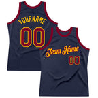 Custom Navy Maroon-Gold Authentic Throwback Basketball Jersey