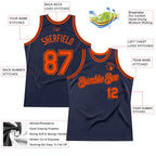 Custom Navy Orange Authentic Throwback Basketball Jersey