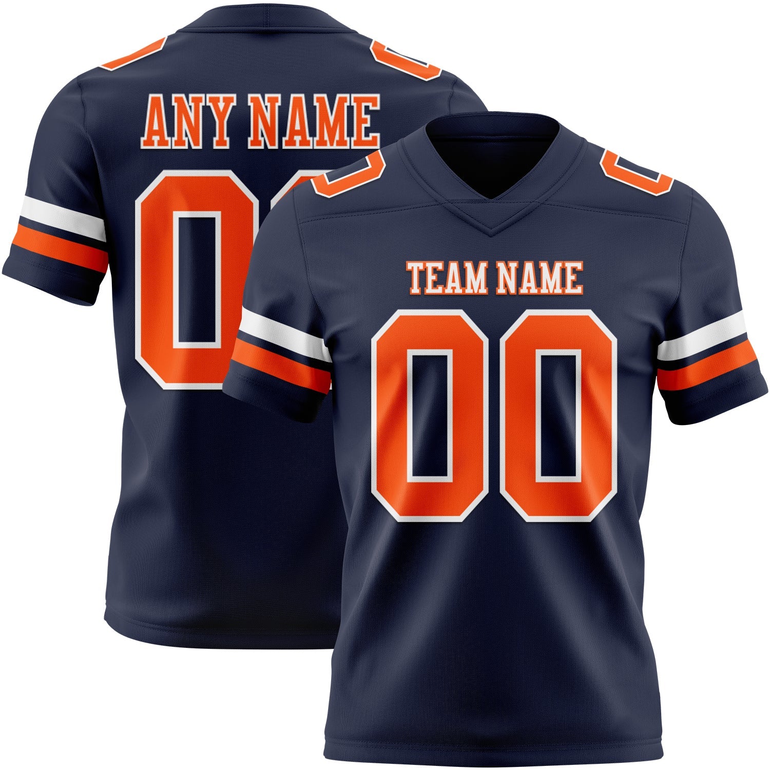 Custom Navy Orange-White Authentic Football Jersey
