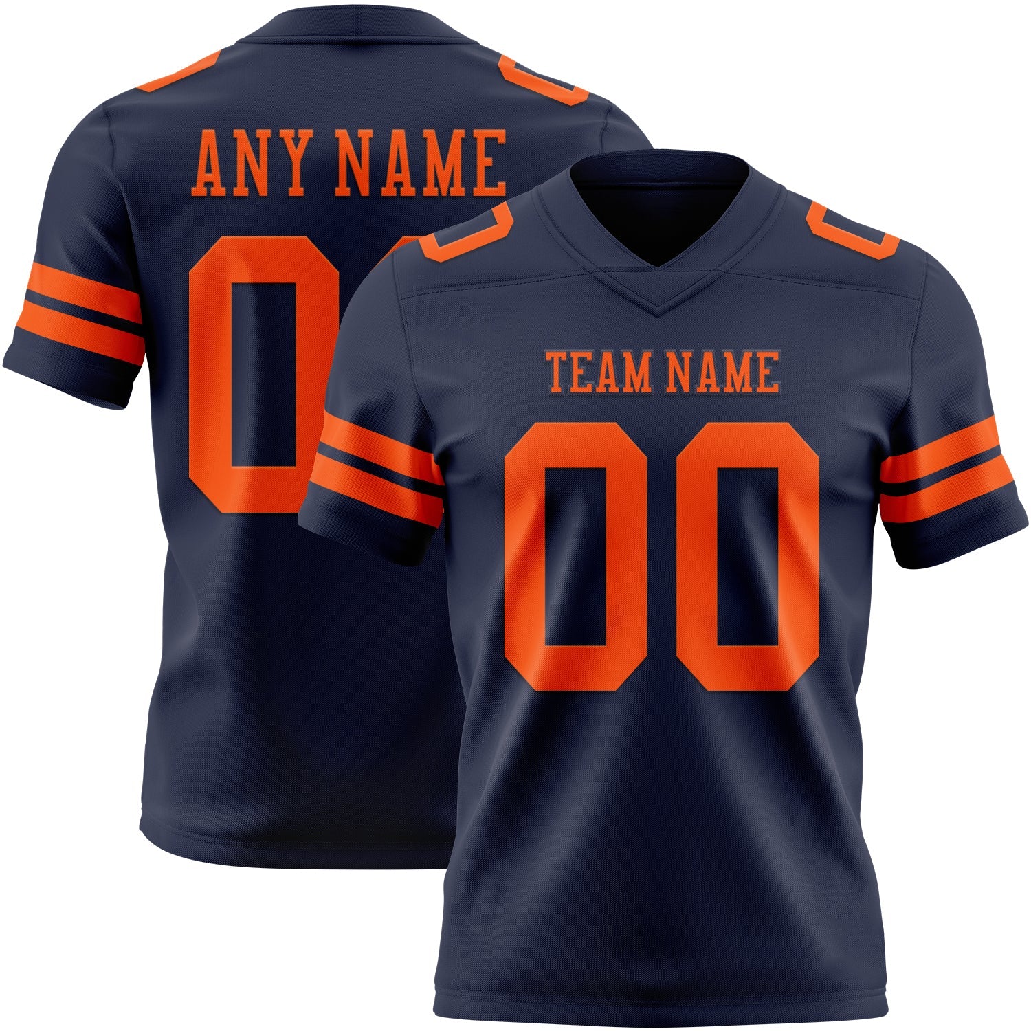 Custom Navy Orange Authentic Football Jersey