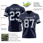 Custom Navy Silver Authentic Football Jersey
