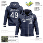 Custom Stitched Navy White Baseball Pullover Sweatshirt Hoodie