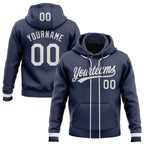 Custom Stitched Navy White Baseball Pullover Sweatshirt Hoodie