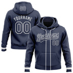Custom Stitched Navy White Baseball Pullover Sweatshirt Hoodie