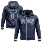 Custom Stitched Navy White-Light Blue Baseball Pullover Sweatshirt Hoodie