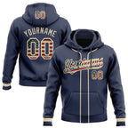 Custom Stitched Navy Vintage USA Flag-Cream Baseball Pullover Sweatshirt Hoodie
