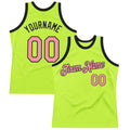 Custom Neon Green Medium Pink-Black Authentic Throwback Basketball Jersey