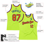 Custom Neon Green Orange-Royal Authentic Throwback Basketball Jersey