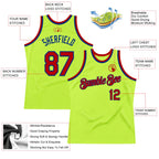 Custom Neon Green Red-Royal Authentic Throwback Basketball Jersey