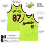 Custom Neon Green Maroon-Black Authentic Throwback Basketball Jersey
