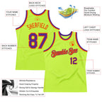Custom Neon Green Purple-Orange Authentic Throwback Basketball Jersey