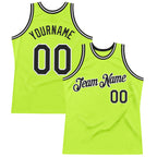 Custom Neon Green Black-White Authentic Throwback Basketball Jersey