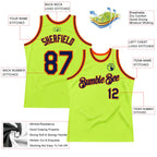 Custom Neon Green Navy-Orange Authentic Throwback Basketball Jersey