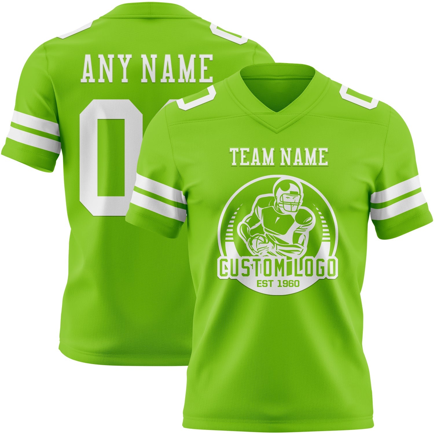 Custom Neon Green White Authentic Football Jersey