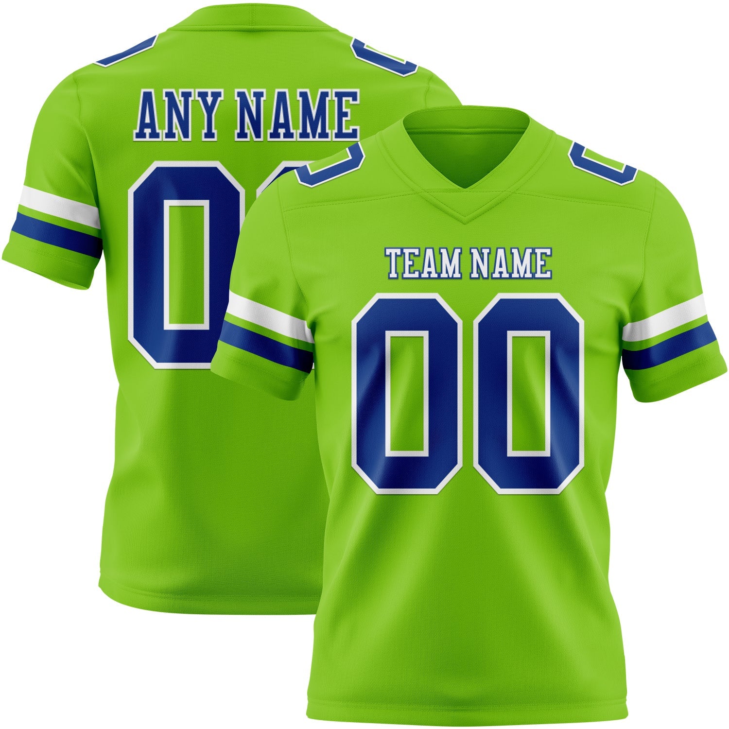 Custom Neon Green Royal-White Authentic Football Jersey