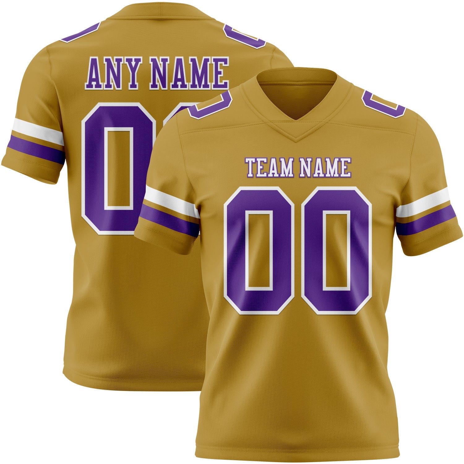 Custom Old Gold Purple-White Authentic Football Jersey