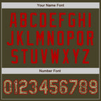 Custom Olive Camo-Red Authentic Salute To Service Baseball Jersey