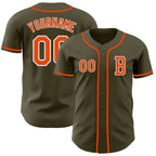 Custom Olive Orange-White Authentic Salute To Service Baseball Jersey