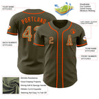 Custom Olive Camo-Orange Authentic Salute To Service Baseball Jersey