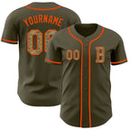 Custom Olive Camo-Orange Authentic Salute To Service Baseball Jersey
