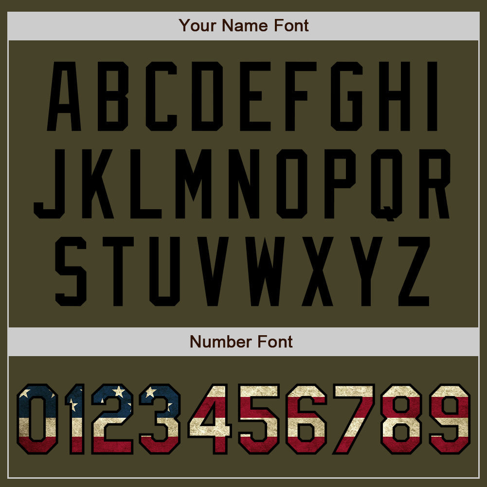 Custom Olive Vintage USA Flag-Black Authentic Salute To Service Baseball Jersey