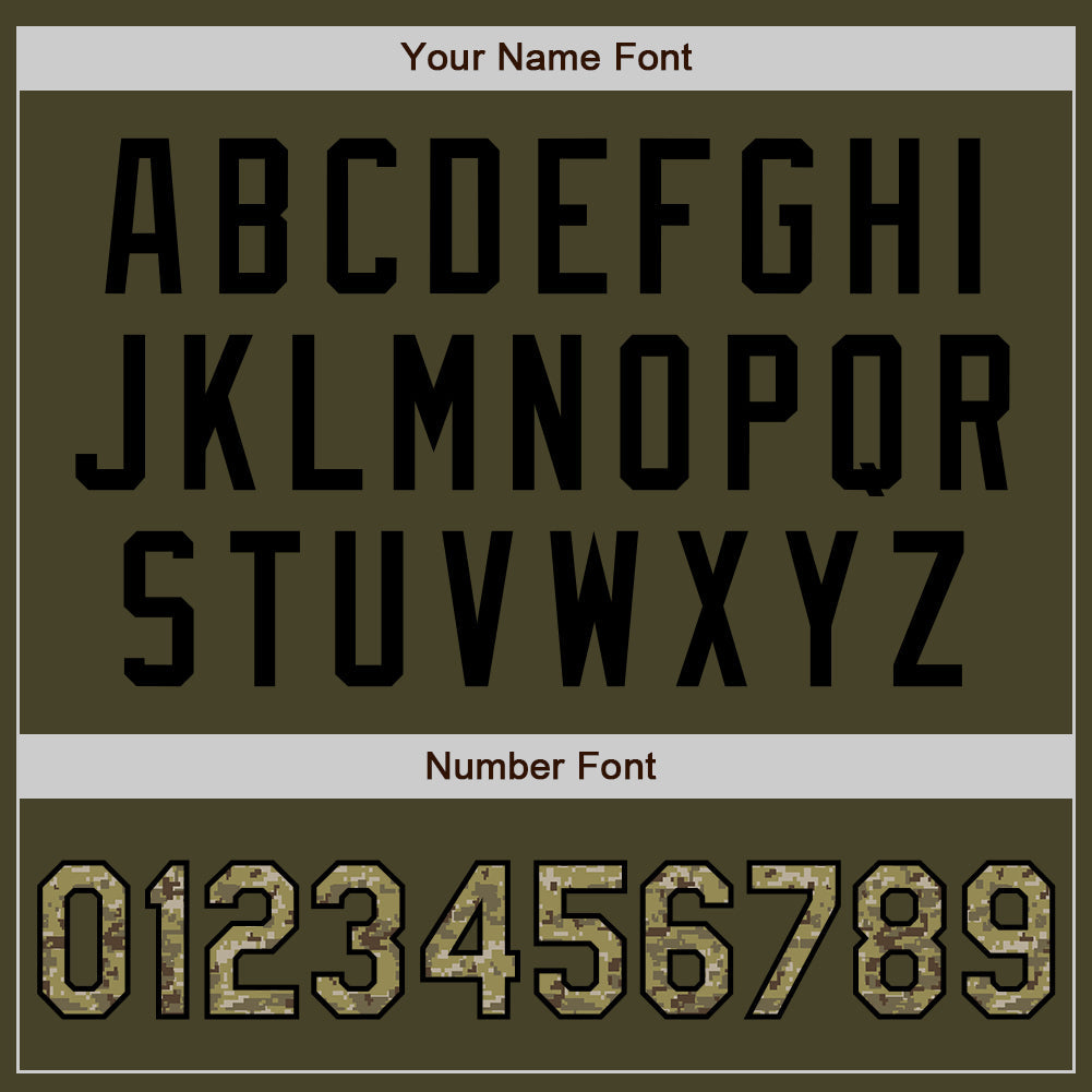 Custom Olive Camo-Black Authentic Salute To Service Baseball Jersey