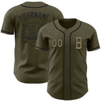 Custom Olive Camo-Black Authentic Salute To Service Baseball Jersey