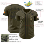 Custom Olive Camo-Black Authentic Salute To Service Baseball Jersey