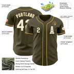 Custom Olive White-Old Gold Authentic Salute To Service Baseball Jersey