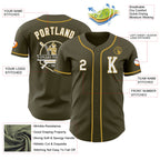 Custom Olive White-Old Gold Authentic Salute To Service Baseball Jersey