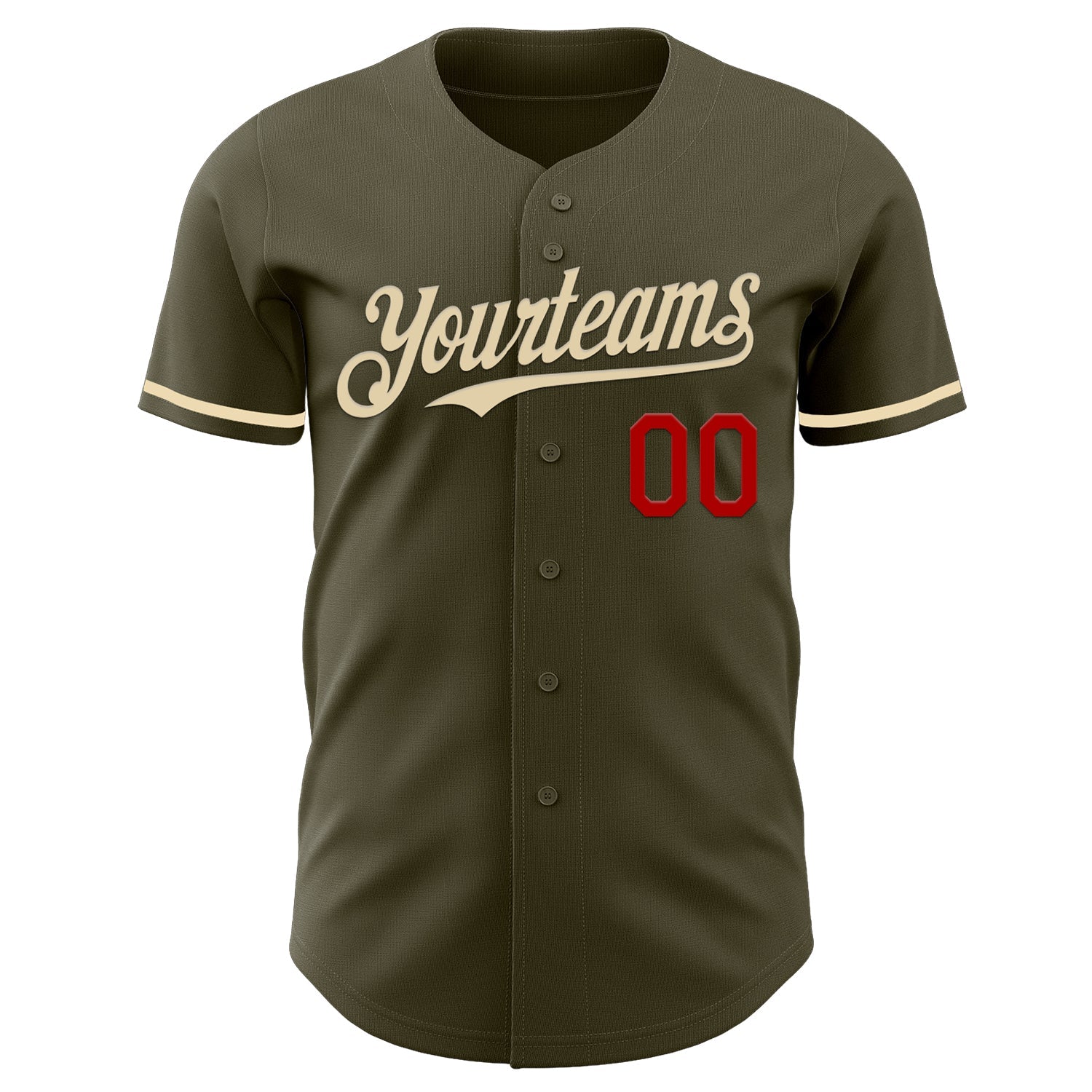 Custom Olive Cream-Red Authentic Salute To Service Baseball Jersey