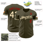 Custom Olive Cream-Red Authentic Salute To Service Baseball Jersey