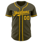 Custom Olive Gold Authentic Salute To Service Baseball Jersey
