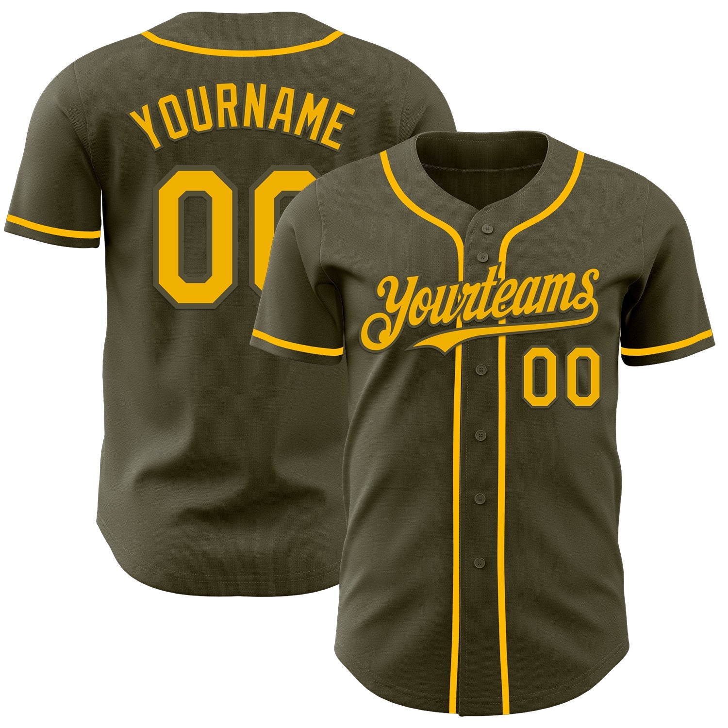 Custom Olive Gold Authentic Salute To Service Baseball Jersey