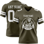 Custom Olive White Authentic Salute To Service Football Jersey