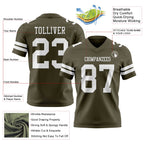 Custom Olive White Authentic Salute To Service Football Jersey