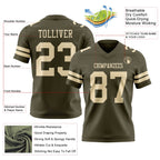 Custom Olive Cream Authentic Salute To Service Football Jersey