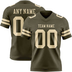 Custom Olive Cream Authentic Salute To Service Football Jersey