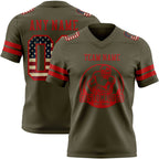 Custom Olive Vintage USA Flag-Red Authentic Salute To Service Football Jersey