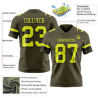 Custom Olive Neon Yellow-Black Authentic Salute To Service Football Jersey