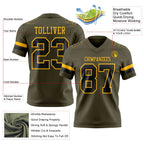 Custom Olive Black-Gold Authentic Salute To Service Football Jersey
