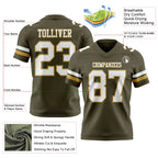Custom Olive White-Old Gold Authentic Salute To Service Football Jersey